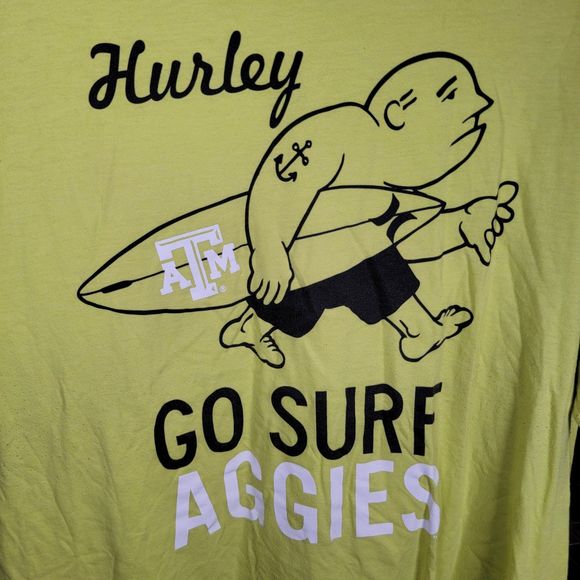 Hurley SS Neon Yellow Go Surf Aggies Texas A&M - Size XXL - Picture 1 of 4